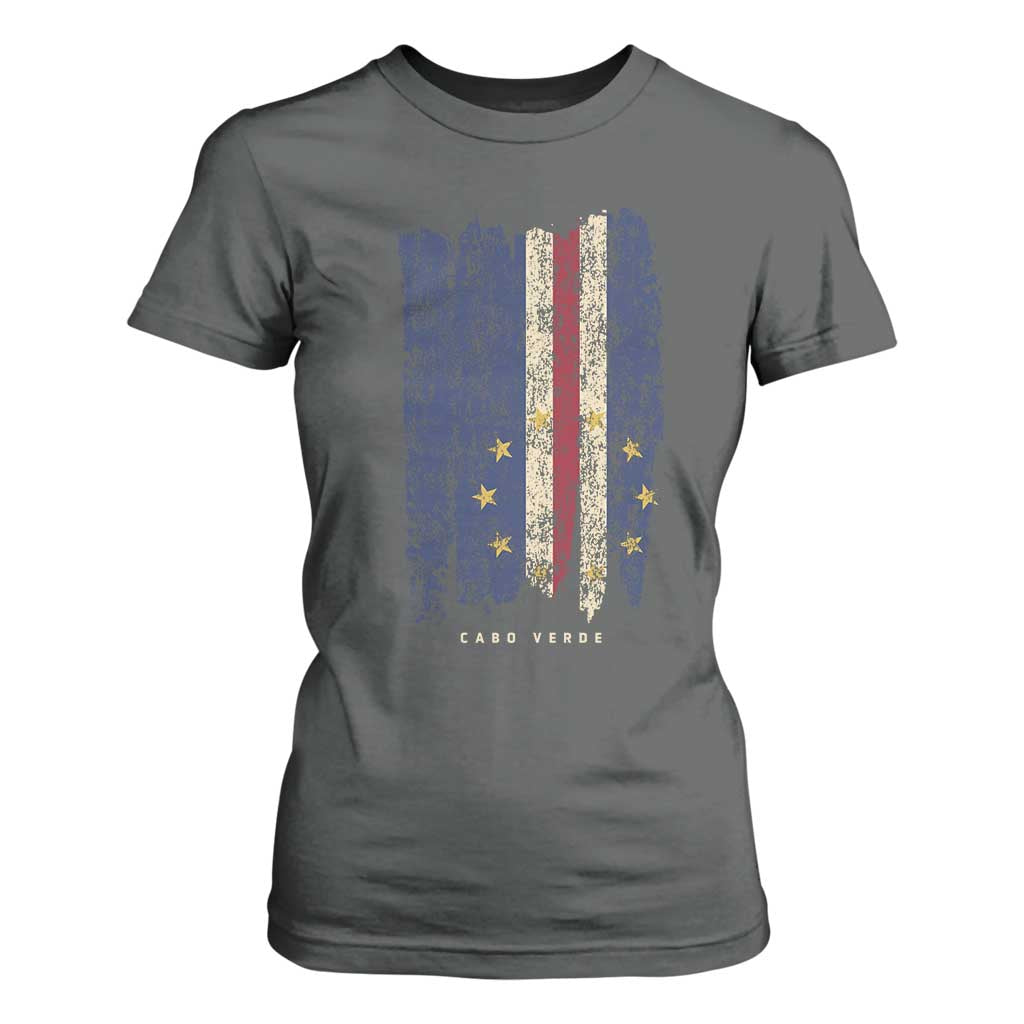 Cape Verde Vertical Brush Stroke Flag Graphic T Shirt For Women Cabo Verde National Pride Artistic Gift