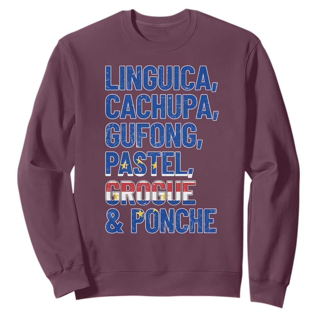 Cape Verde Traditional Food & Drinks List Sweatshirt Cabo Verdean Cachupa Grogue Heritage Gift