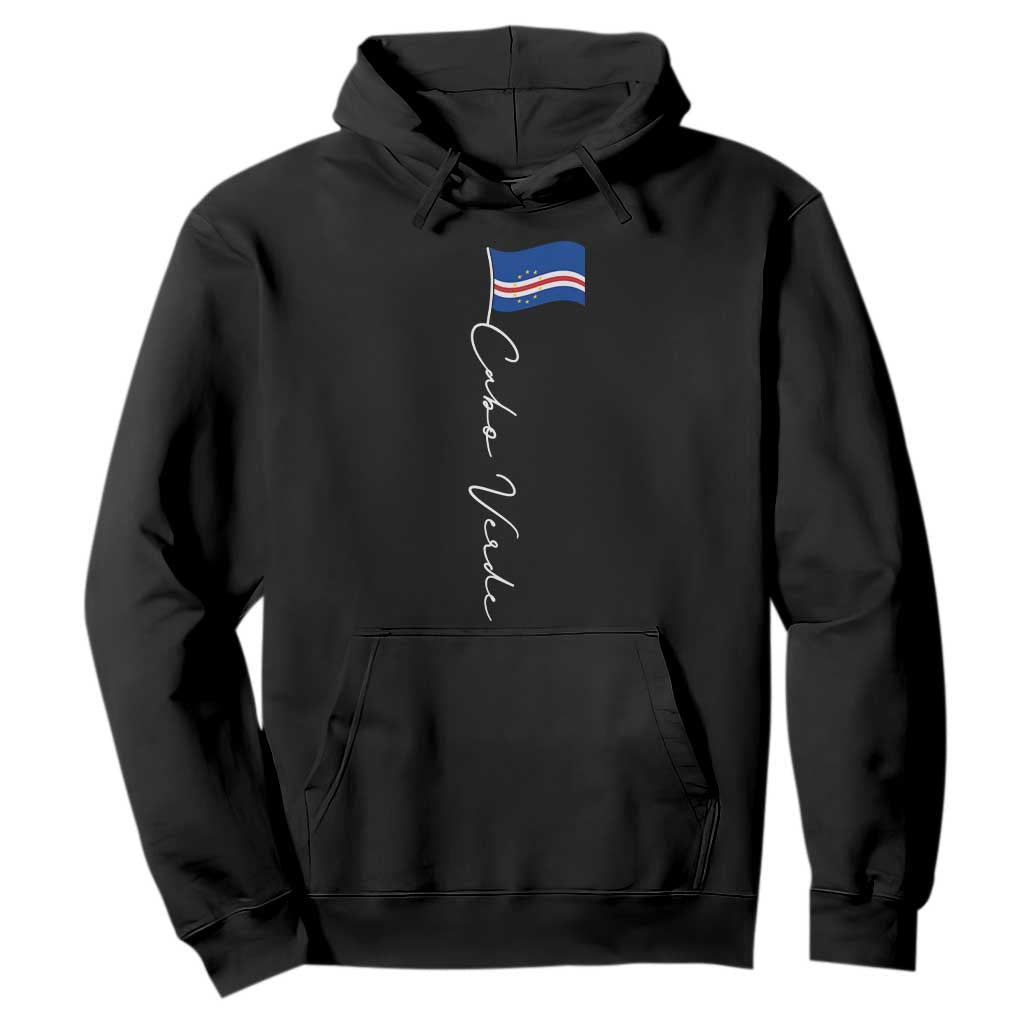 Cabo Verde Elegant Script Flag Graphic Hoodie Cape Verde Minimalist Cursive National Pride Gift