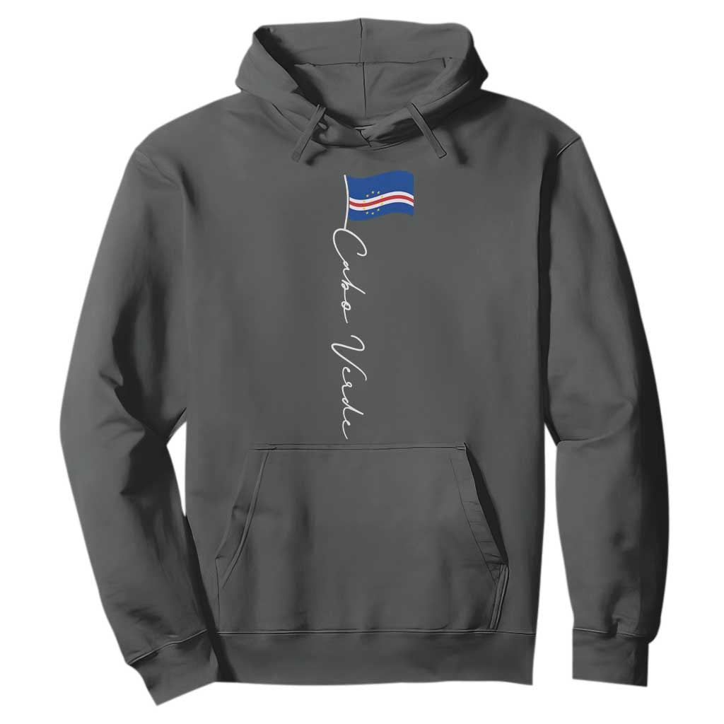 Cabo Verde Elegant Script Flag Graphic Hoodie Cape Verde Minimalist Cursive National Pride Gift