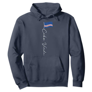 Cabo Verde Elegant Script Flag Graphic Hoodie Cape Verde Minimalist Cursive National Pride Gift