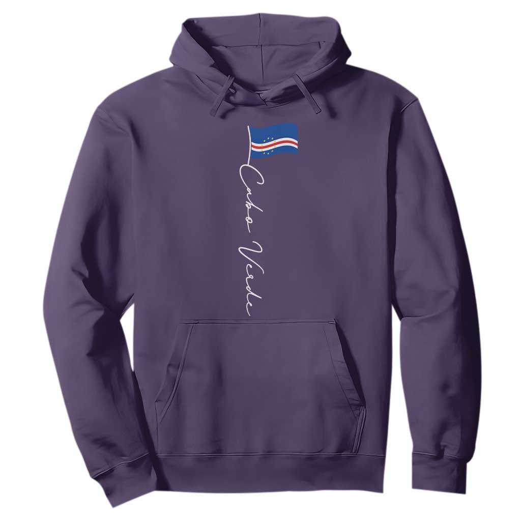 Cabo Verde Elegant Script Flag Graphic Hoodie Cape Verde Minimalist Cursive National Pride Gift