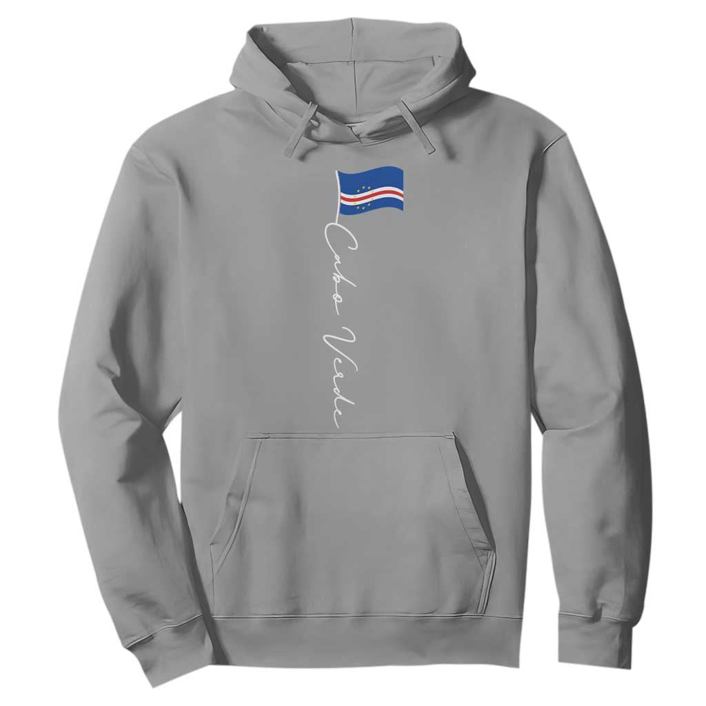 Cabo Verde Elegant Script Flag Graphic Hoodie Cape Verde Minimalist Cursive National Pride Gift