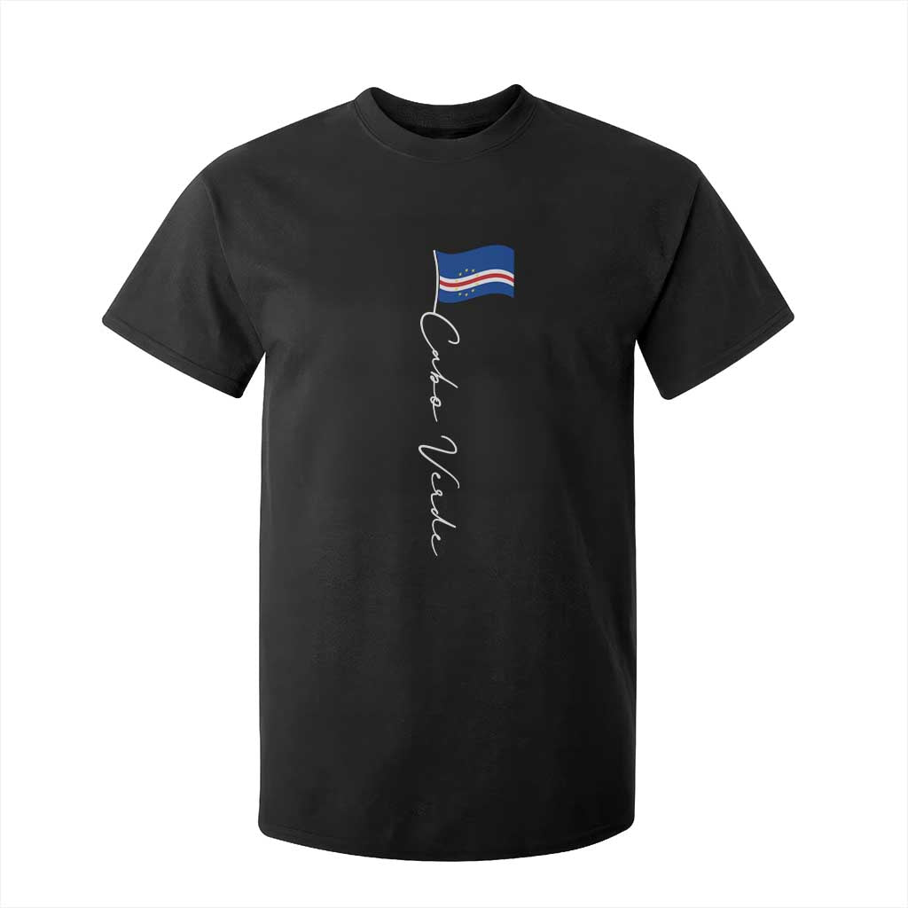Cabo Verde Elegant Script Flag Graphic T Shirt For Kid Cape Verde Minimalist Cursive National Pride Gift
