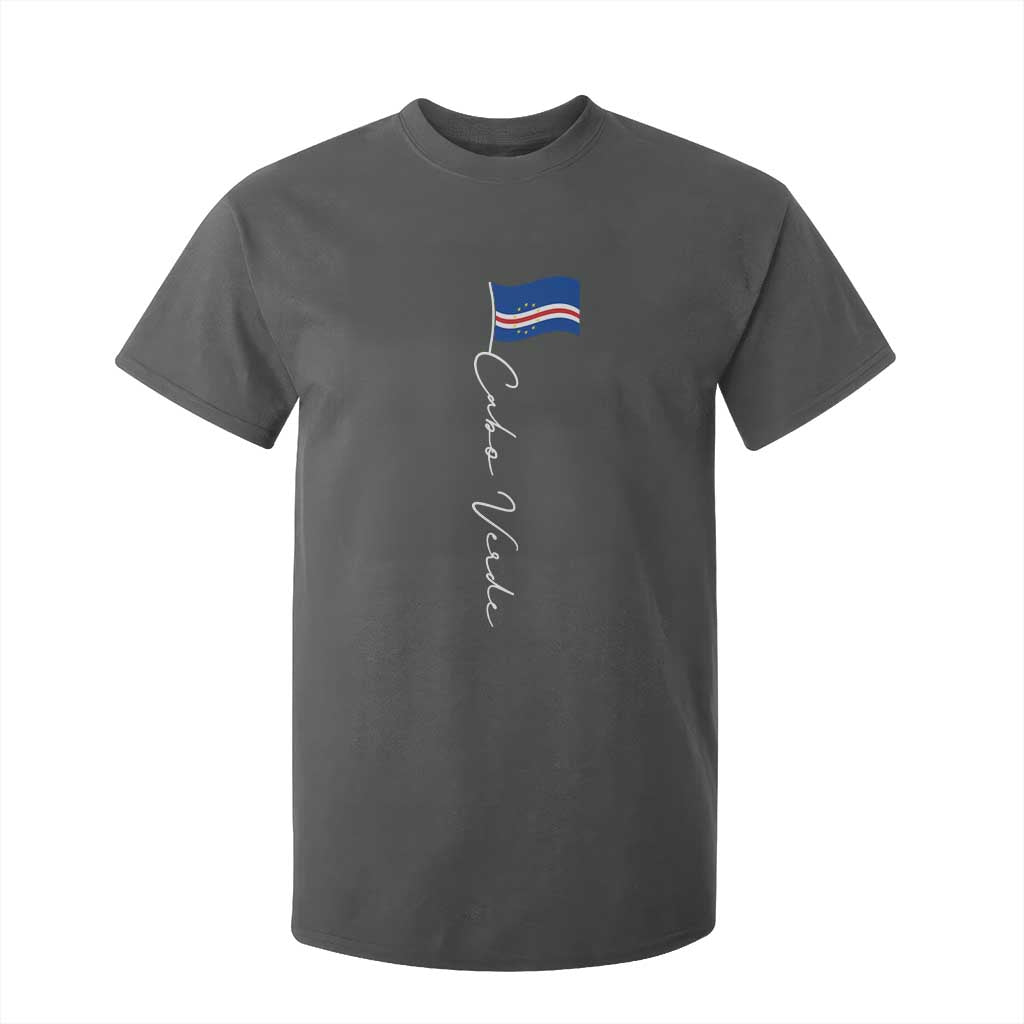 Cabo Verde Elegant Script Flag Graphic T Shirt For Kid Cape Verde Minimalist Cursive National Pride Gift