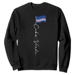 Cabo Verde Elegant Script Flag Graphic Sweatshirt Cape Verde Minimalist Cursive National Pride Gift