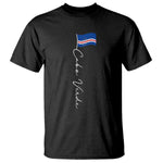 Cabo Verde Elegant Script Flag Graphic T Shirt Cape Verde Minimalist Cursive National Pride Gift