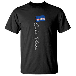 Cabo Verde Elegant Script Flag Graphic T Shirt Cape Verde Minimalist Cursive National Pride Gift