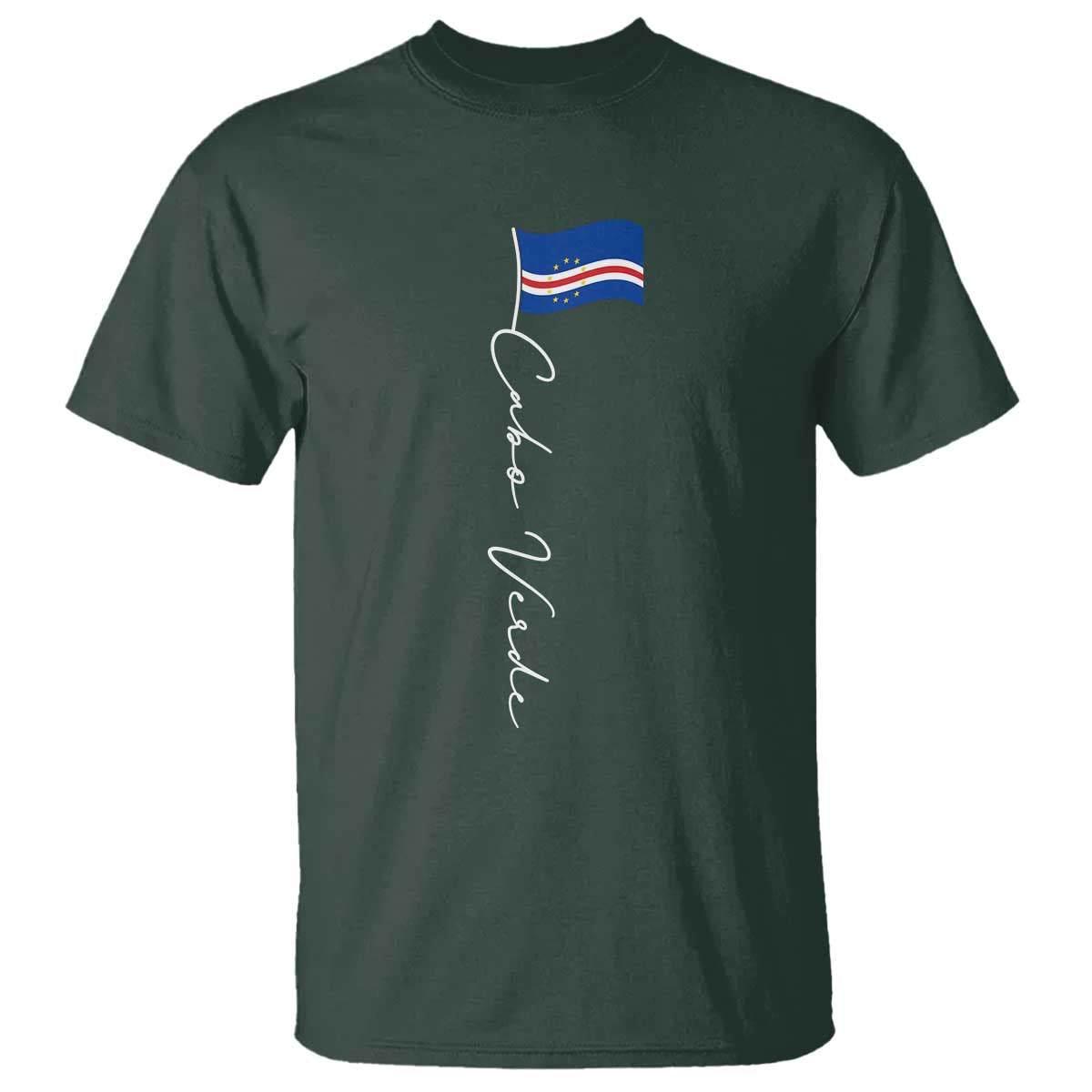 Cabo Verde Elegant Script Flag Graphic T Shirt Cape Verde Minimalist Cursive National Pride Gift