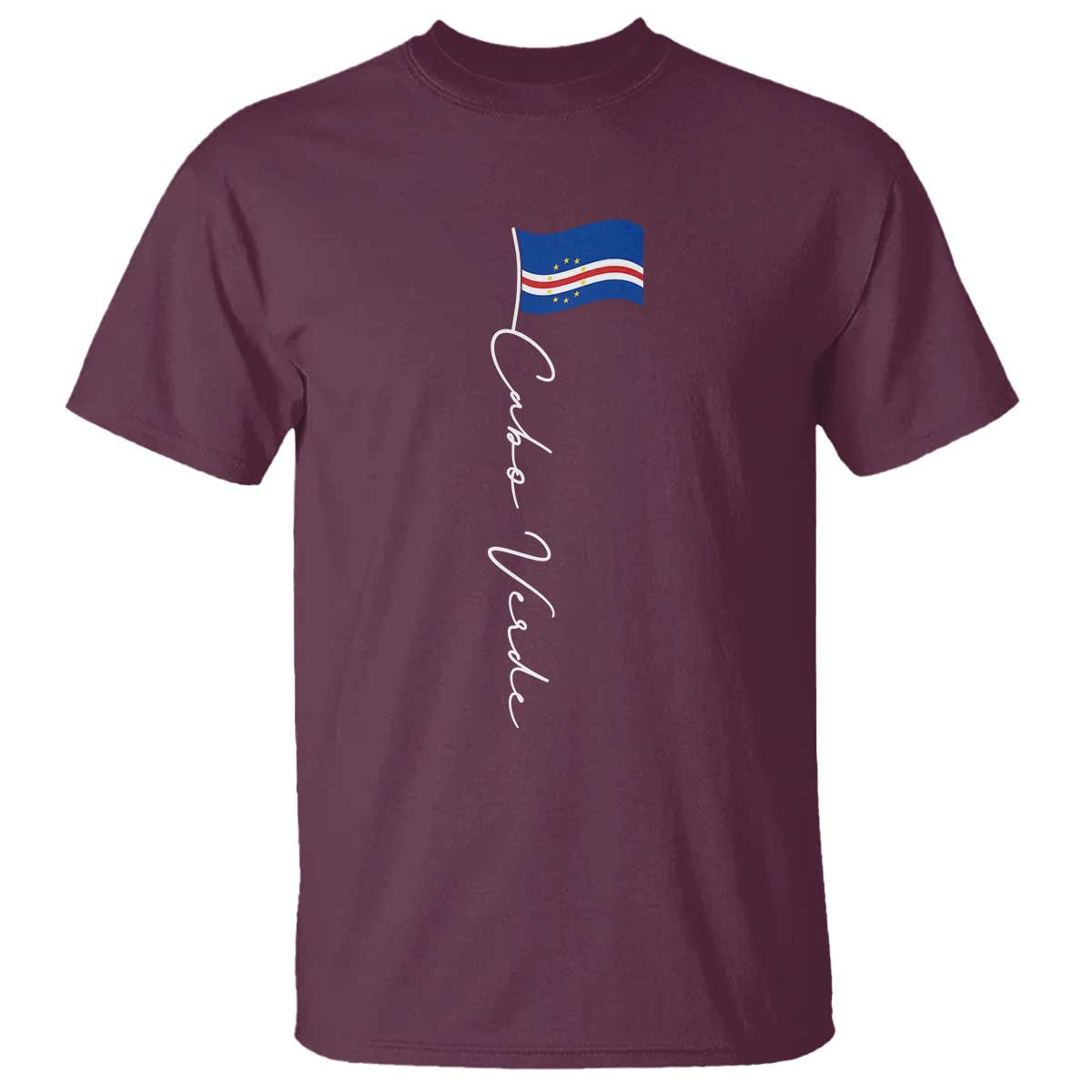 Cabo Verde Elegant Script Flag Graphic T Shirt Cape Verde Minimalist Cursive National Pride Gift