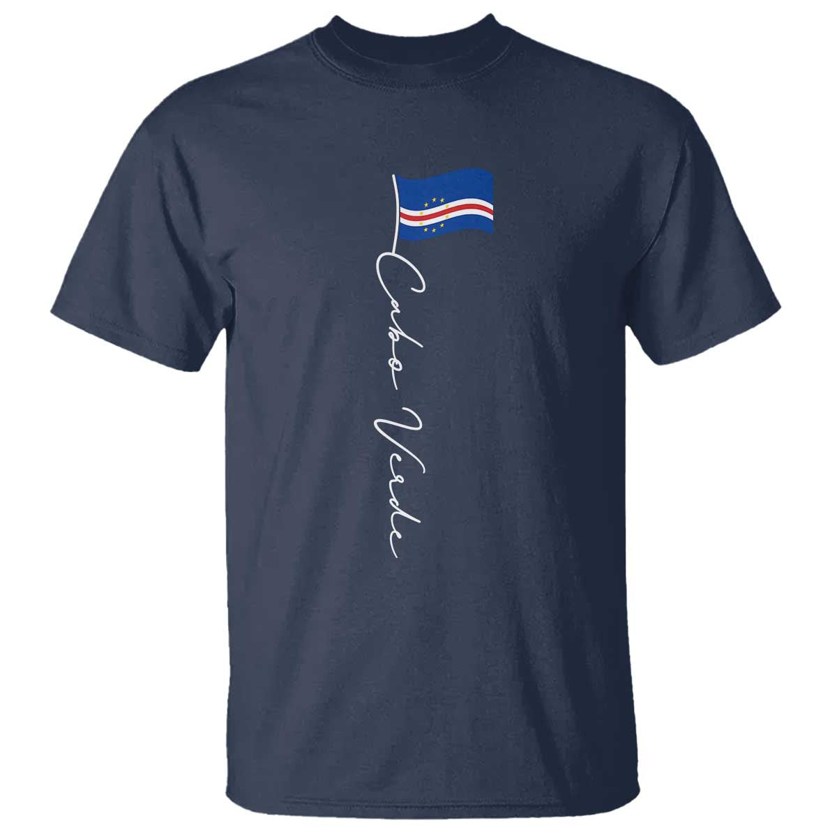 Cabo Verde Elegant Script Flag Graphic T Shirt Cape Verde Minimalist Cursive National Pride Gift
