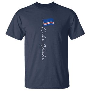 Cabo Verde Elegant Script Flag Graphic T Shirt Cape Verde Minimalist Cursive National Pride Gift