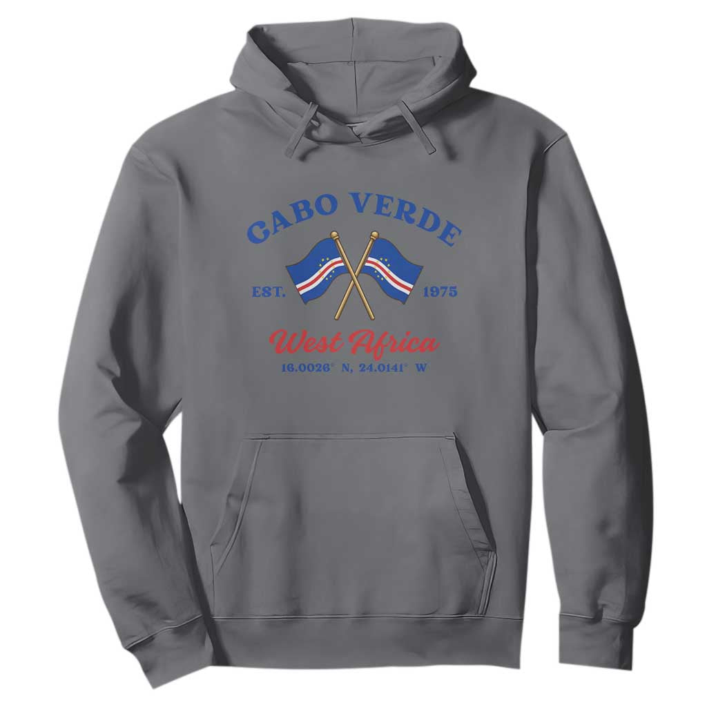 Cabo Verde West Africa Crossed Flags Hoodie Cape Verde Est 1975 Retro National Pride