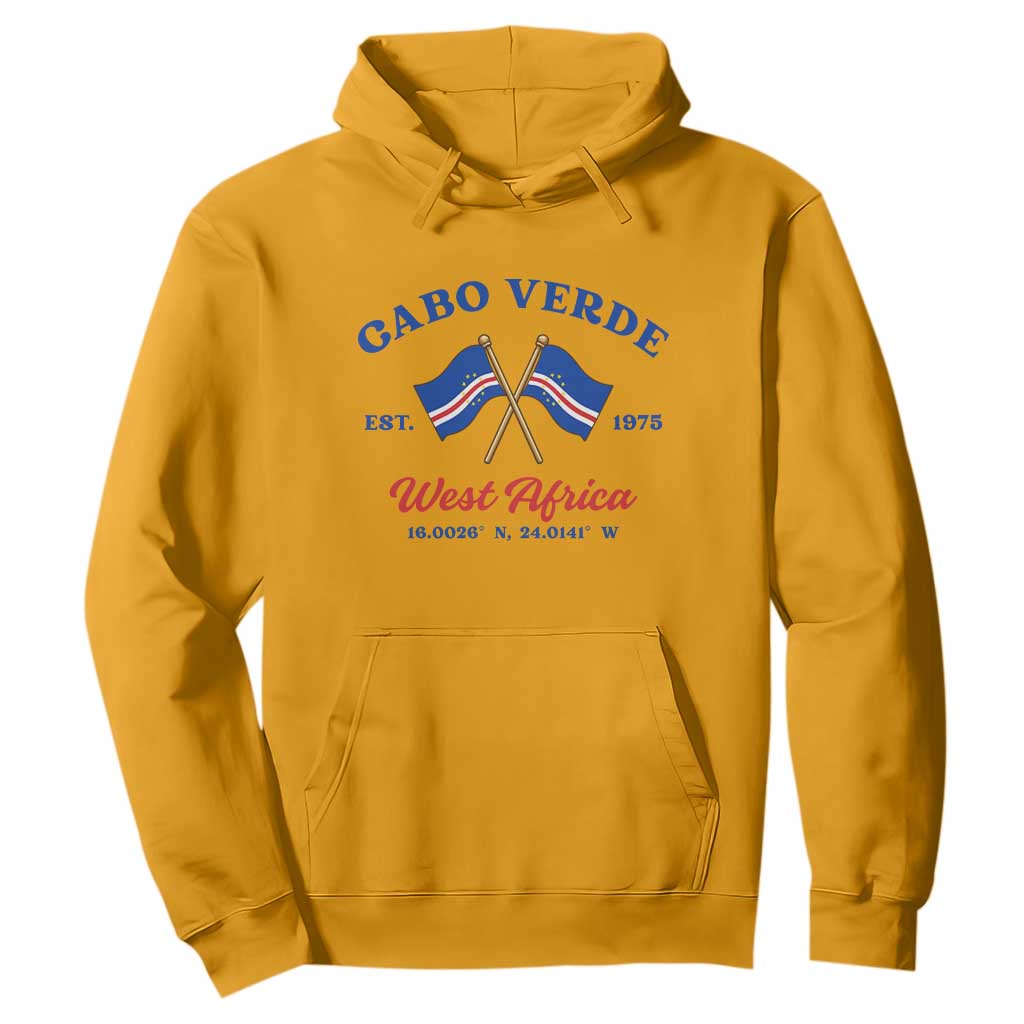 Cabo Verde West Africa Crossed Flags Hoodie Cape Verde Est 1975 Retro National Pride