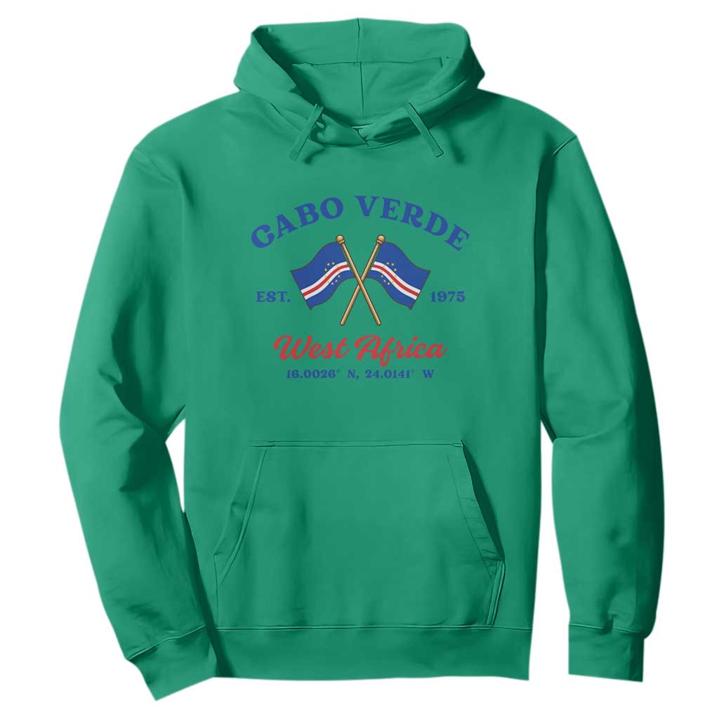 Cabo Verde West Africa Crossed Flags Hoodie Cape Verde Est 1975 Retro National Pride
