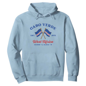 Cabo Verde West Africa Crossed Flags Hoodie Cape Verde Est 1975 Retro National Pride
