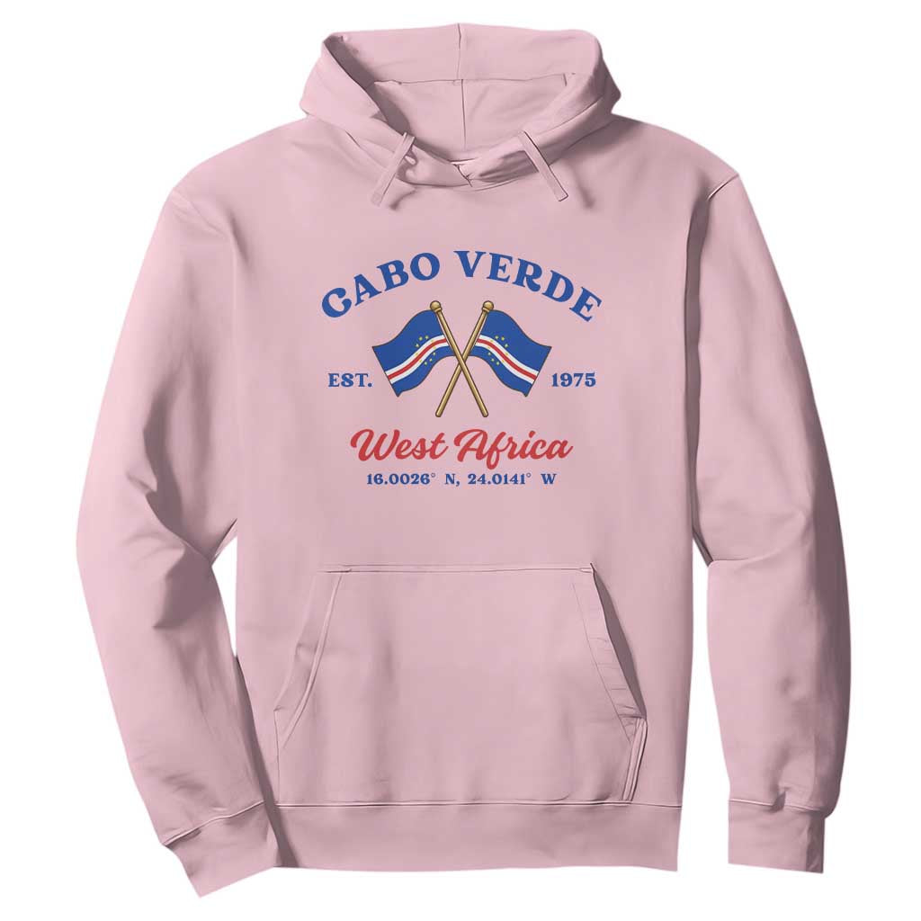 Cabo Verde West Africa Crossed Flags Hoodie Cape Verde Est 1975 Retro National Pride
