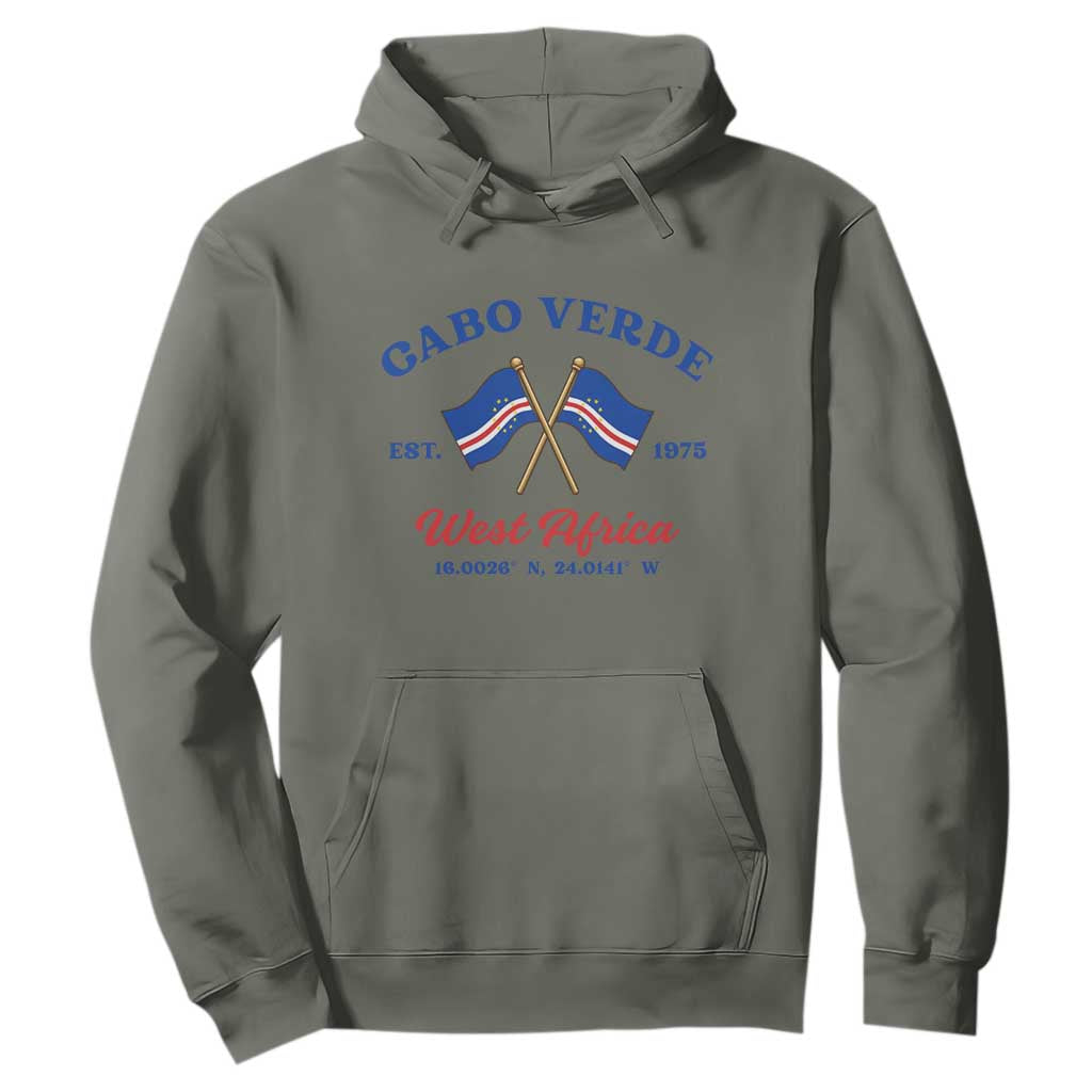 Cabo Verde West Africa Crossed Flags Hoodie Cape Verde Est 1975 Retro National Pride