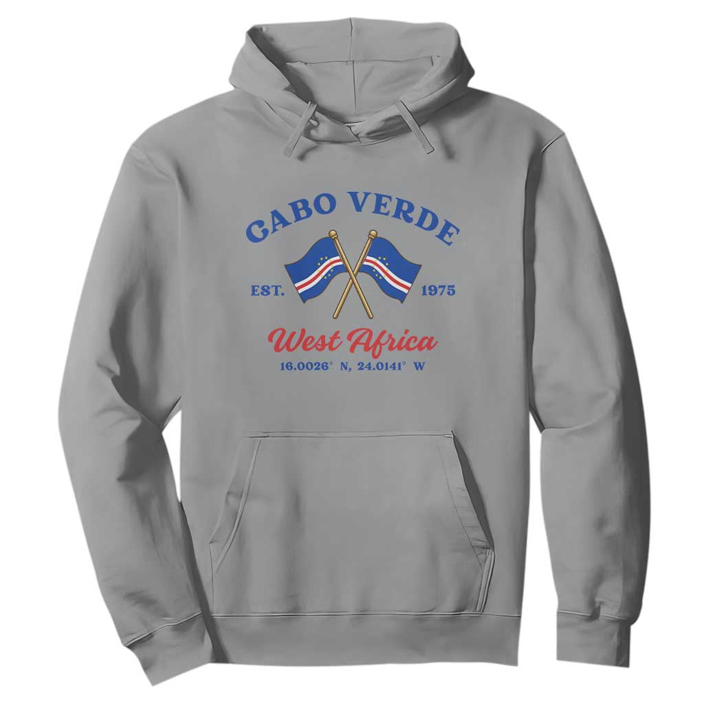 Cabo Verde West Africa Crossed Flags Hoodie Cape Verde Est 1975 Retro National Pride