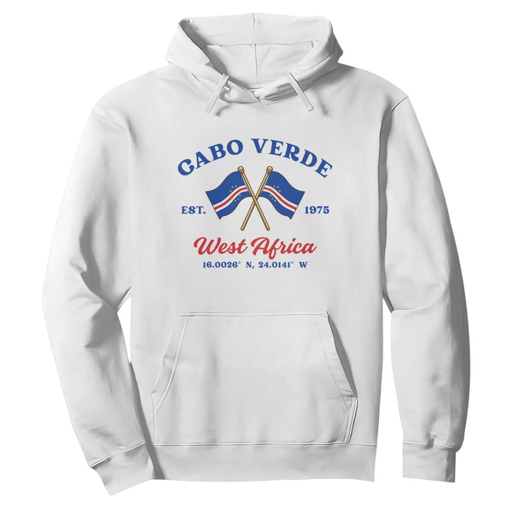 Cabo Verde West Africa Crossed Flags Hoodie Cape Verde Est 1975 Retro National Pride
