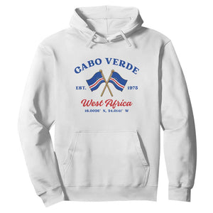 Cabo Verde West Africa Crossed Flags Hoodie Cape Verde Est 1975 Retro National Pride