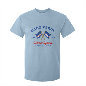 Cabo Verde West Africa Crossed Flags T Shirt For Kid Cape Verde Est 1975 Retro National Pride