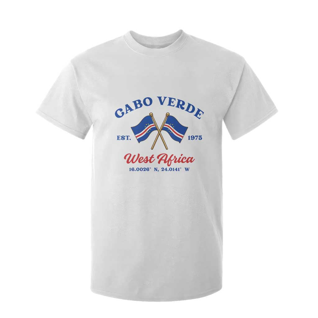 Cabo Verde West Africa Crossed Flags T Shirt For Kid Cape Verde Est 1975 Retro National Pride