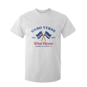 Cabo Verde West Africa Crossed Flags T Shirt For Kid Cape Verde Est 1975 Retro National Pride