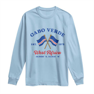 Cabo Verde West Africa Crossed Flags Long Sleeve Shirt Cape Verde Est 1975 Retro National Pride