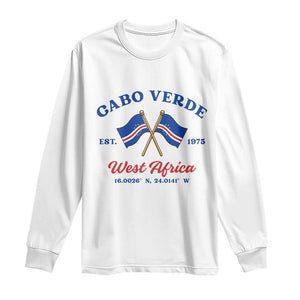 Cabo Verde West Africa Crossed Flags Long Sleeve Shirt Cape Verde Est 1975 Retro National Pride