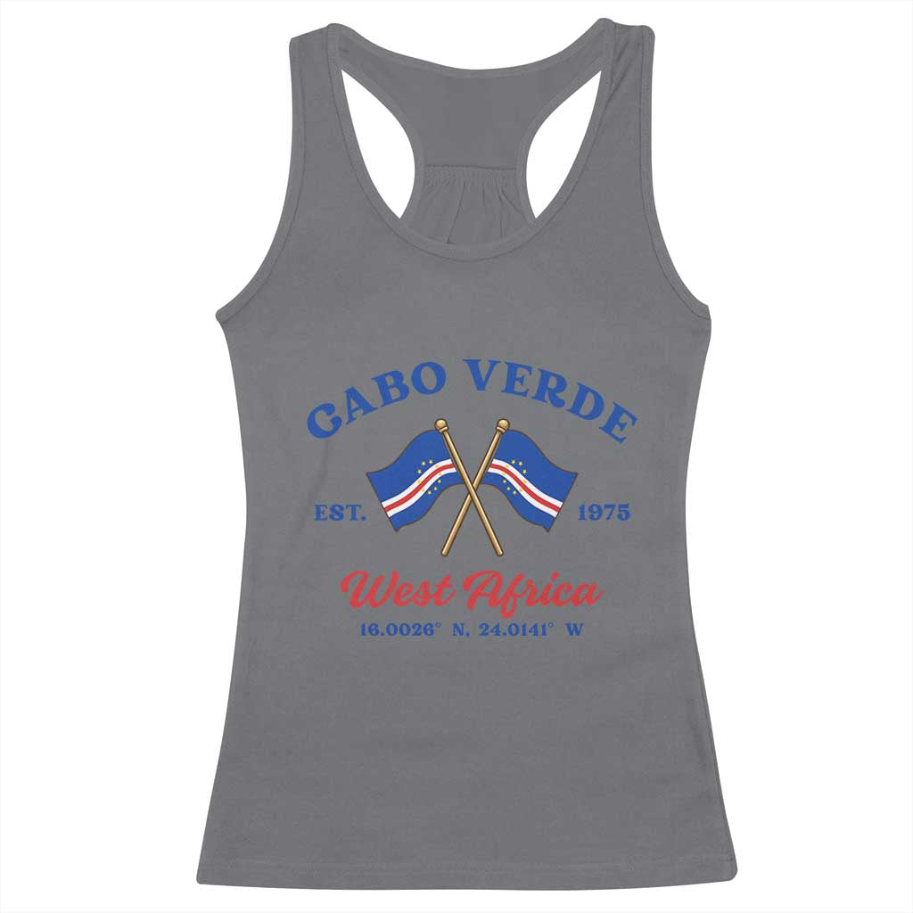 Cabo Verde West Africa Crossed Flags Racerback Tank Top Cape Verde Est 1975 Retro National Pride
