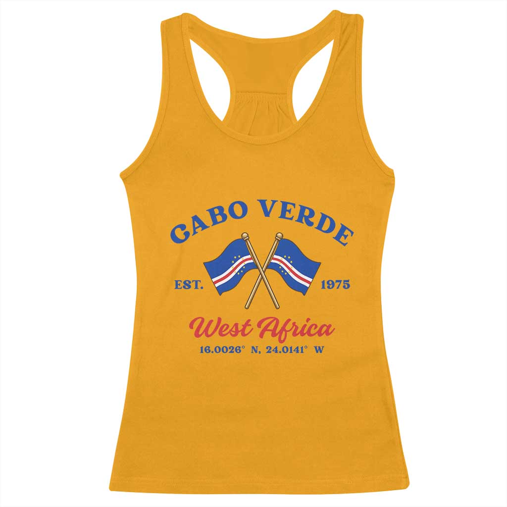 Cabo Verde West Africa Crossed Flags Racerback Tank Top Cape Verde Est 1975 Retro National Pride