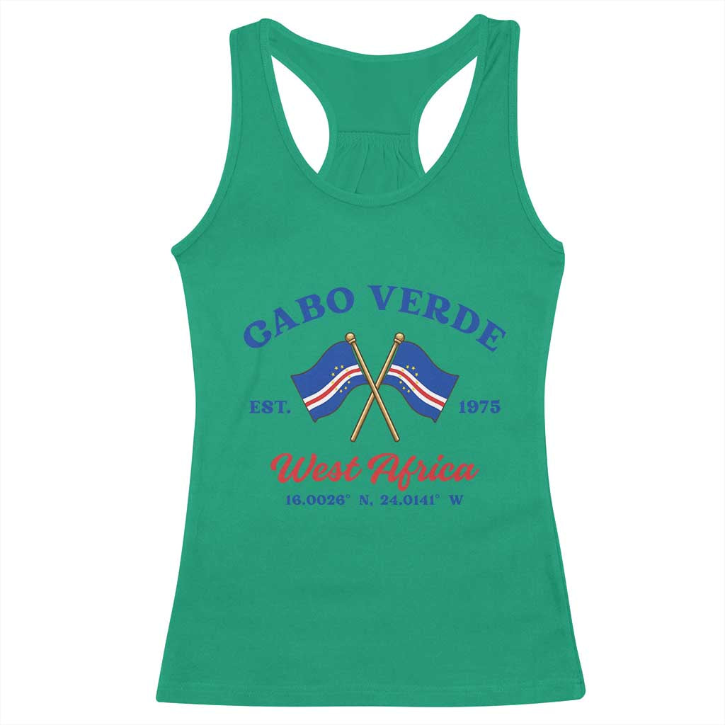 Cabo Verde West Africa Crossed Flags Racerback Tank Top Cape Verde Est 1975 Retro National Pride