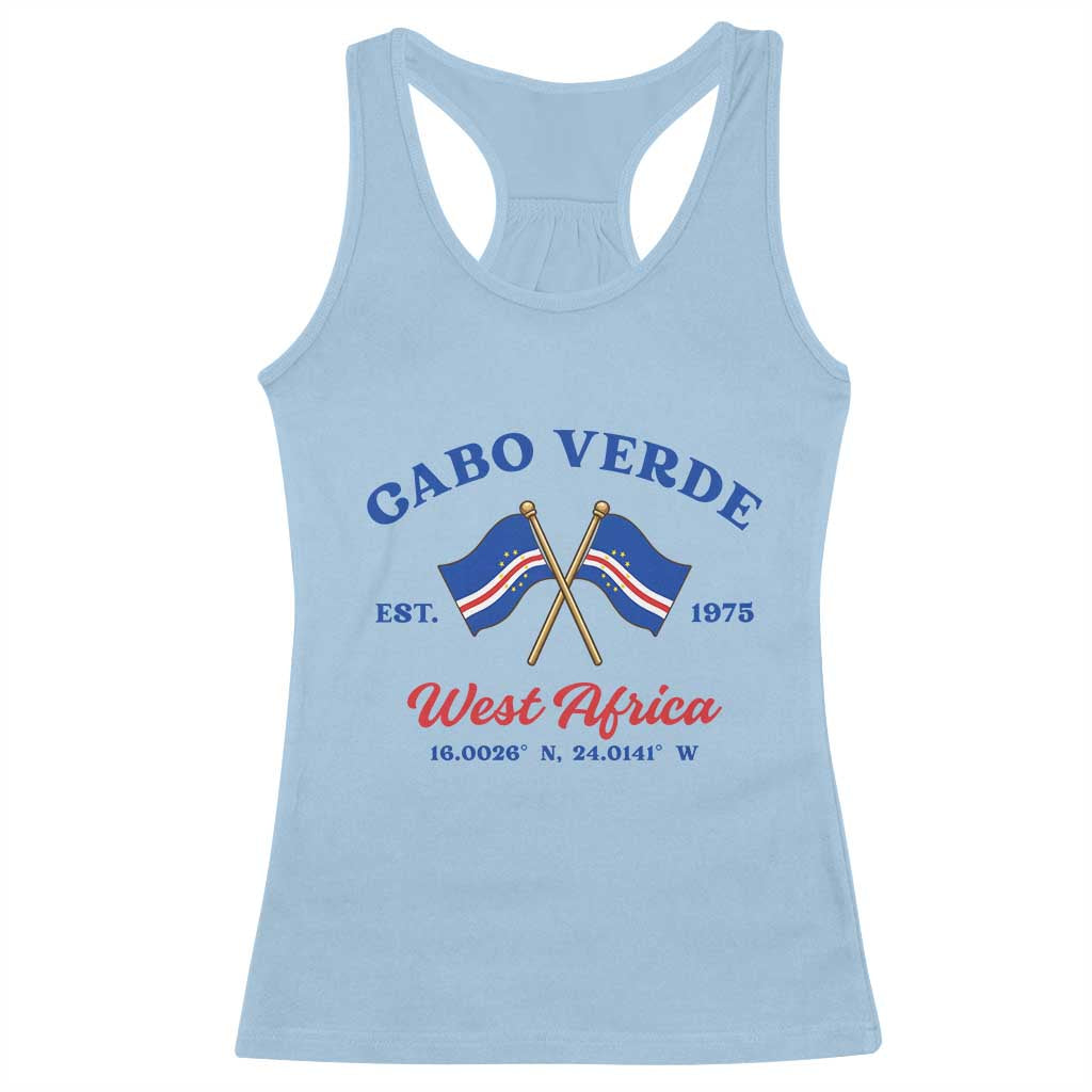 Cabo Verde West Africa Crossed Flags Racerback Tank Top Cape Verde Est 1975 Retro National Pride