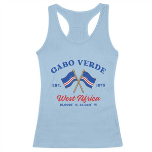 Cabo Verde West Africa Crossed Flags Racerback Tank Top Cape Verde Est 1975 Retro National Pride