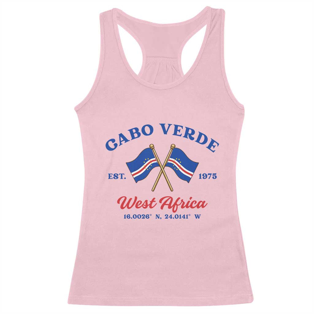 Cabo Verde West Africa Crossed Flags Racerback Tank Top Cape Verde Est 1975 Retro National Pride