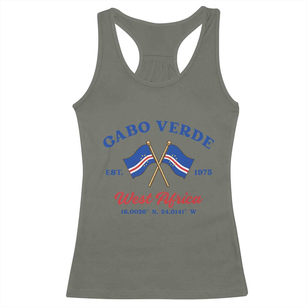 Cabo Verde West Africa Crossed Flags Racerback Tank Top Cape Verde Est 1975 Retro National Pride