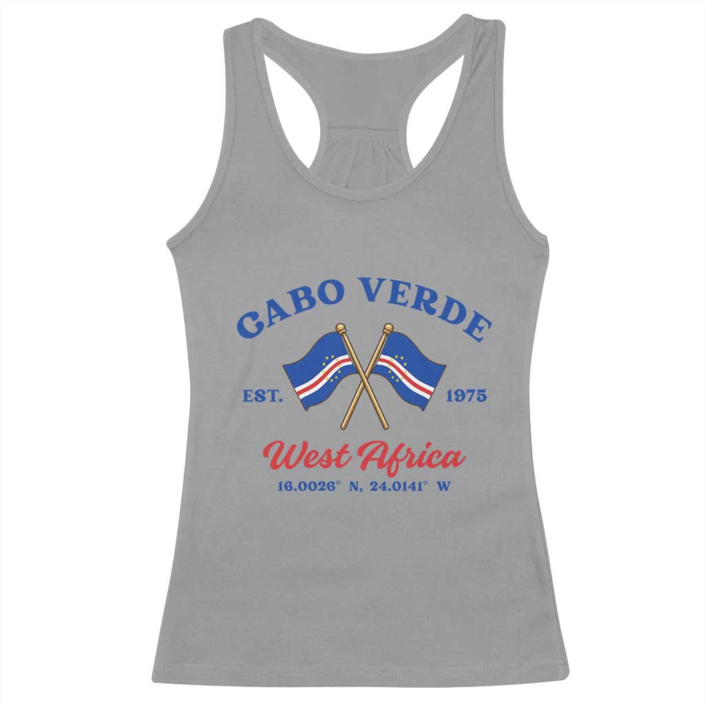 Cabo Verde West Africa Crossed Flags Racerback Tank Top Cape Verde Est 1975 Retro National Pride