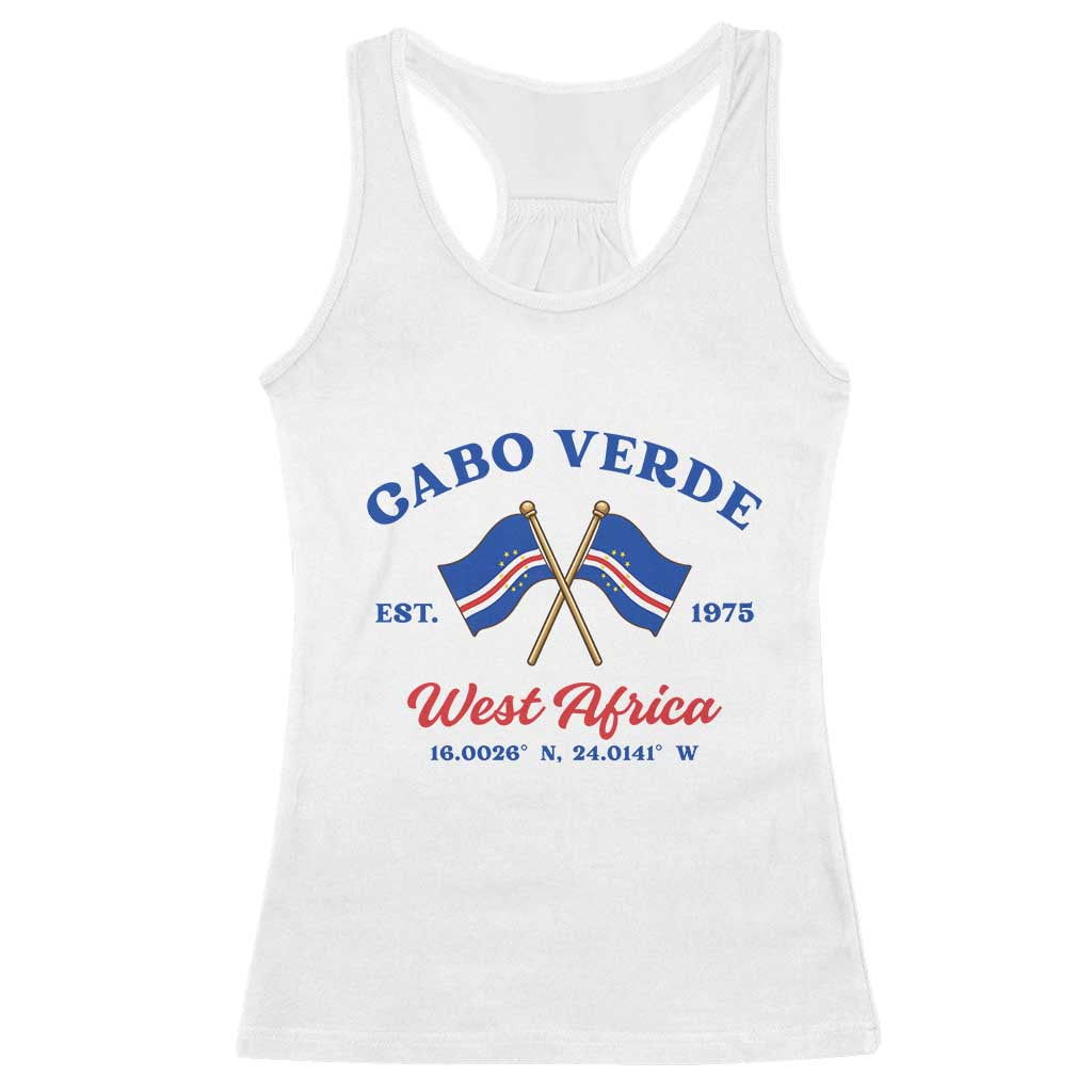 Cabo Verde West Africa Crossed Flags Racerback Tank Top Cape Verde Est 1975 Retro National Pride