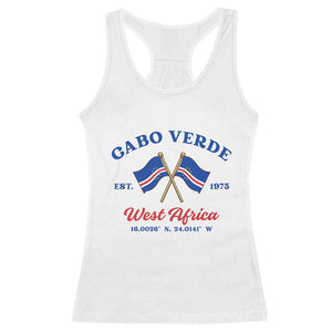 Cabo Verde West Africa Crossed Flags Racerback Tank Top Cape Verde Est 1975 Retro National Pride