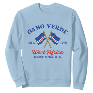 Cabo Verde West Africa Crossed Flags Sweatshirt Cape Verde Est 1975 Retro National Pride