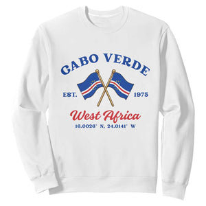 Cabo Verde West Africa Crossed Flags Sweatshirt Cape Verde Est 1975 Retro National Pride