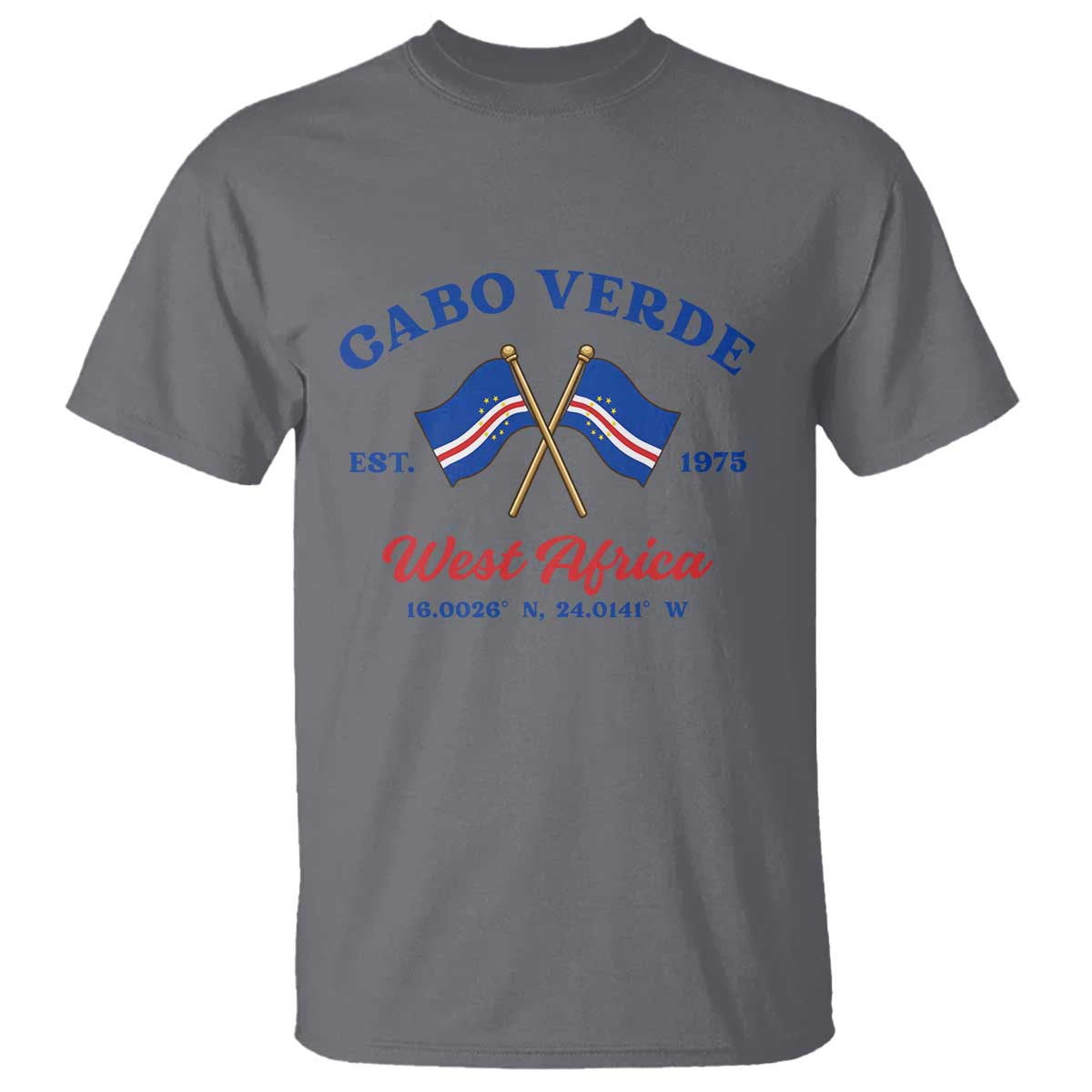 Cabo Verde West Africa Crossed Flags T Shirt Cape Verde Est 1975 Retro National Pride