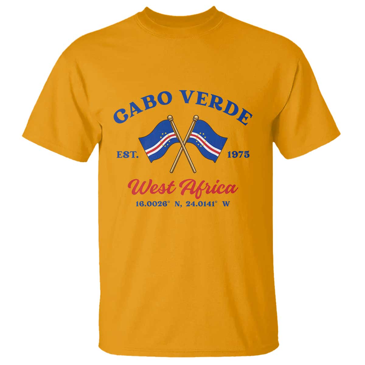 Cabo Verde West Africa Crossed Flags T Shirt Cape Verde Est 1975 Retro National Pride