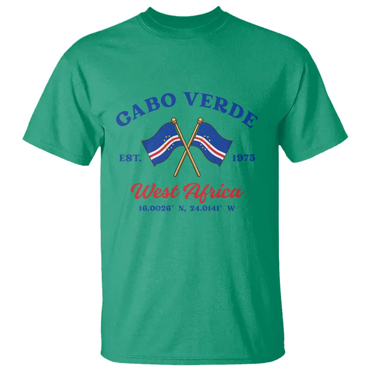 Cabo Verde West Africa Crossed Flags T Shirt Cape Verde Est 1975 Retro National Pride