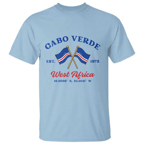 Cabo Verde West Africa Crossed Flags T Shirt Cape Verde Est 1975 Retro National Pride
