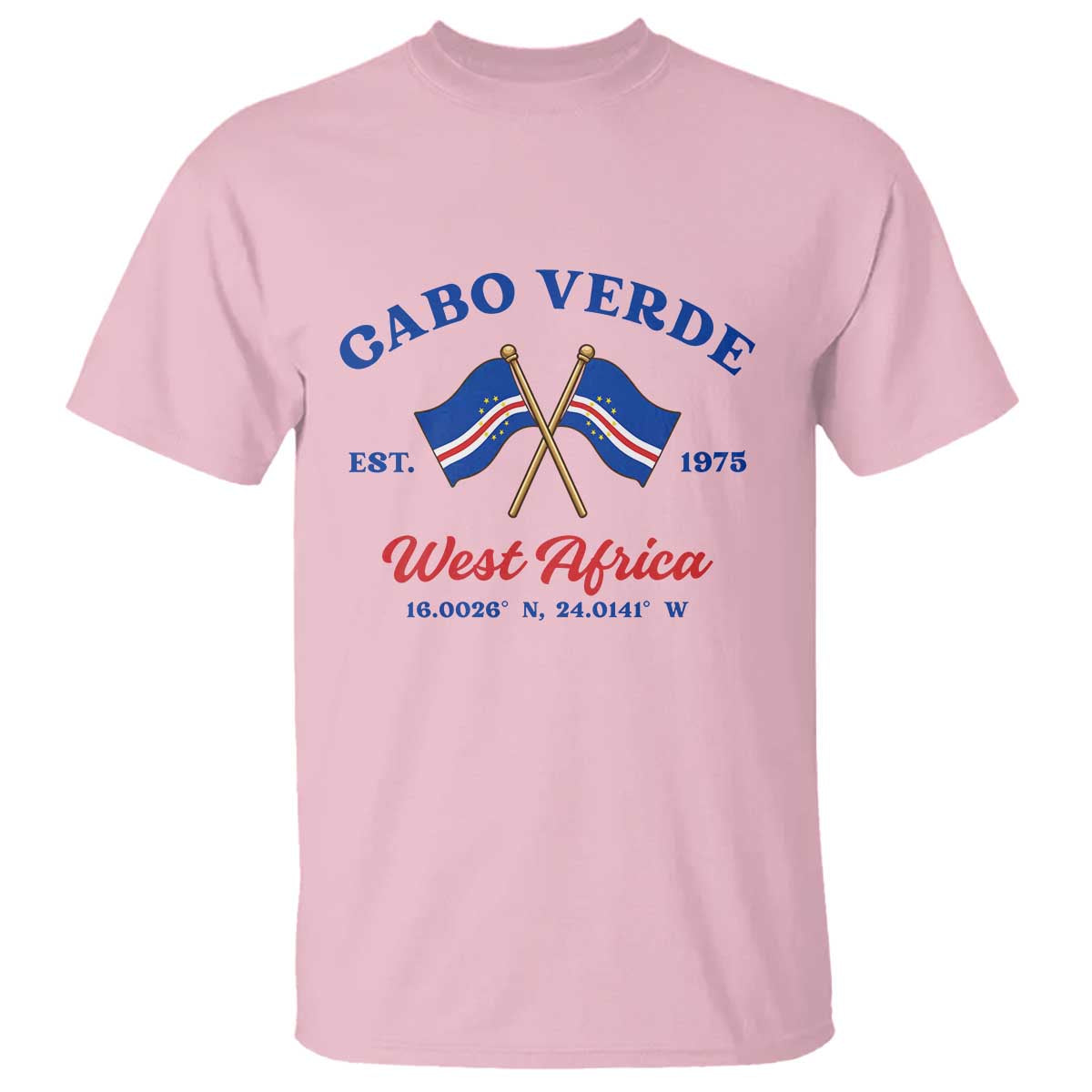 Cabo Verde West Africa Crossed Flags T Shirt Cape Verde Est 1975 Retro National Pride