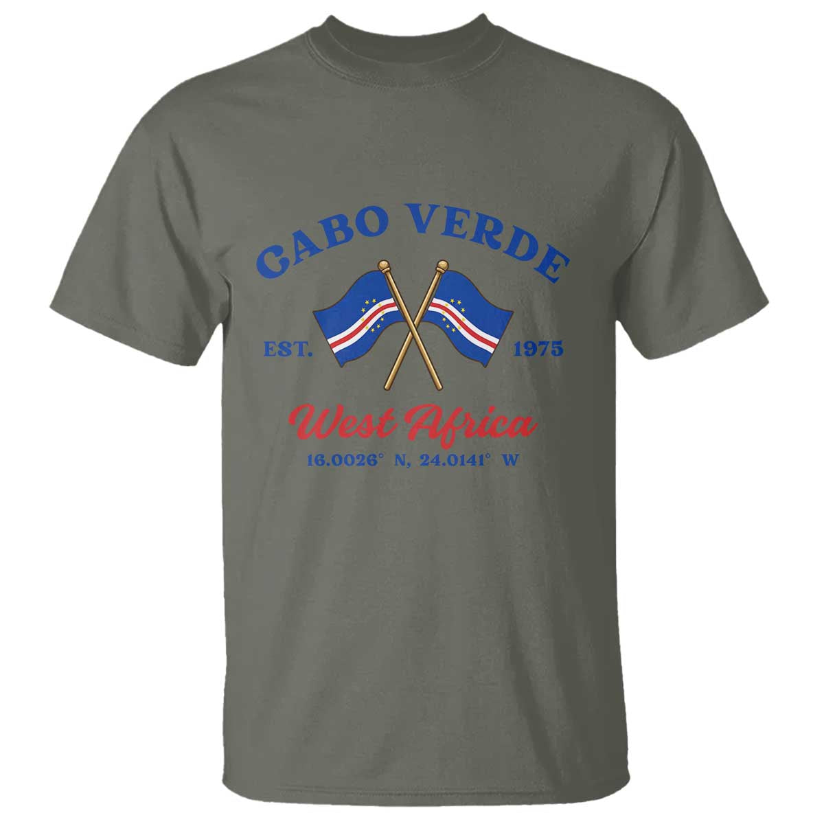 Cabo Verde West Africa Crossed Flags T Shirt Cape Verde Est 1975 Retro National Pride