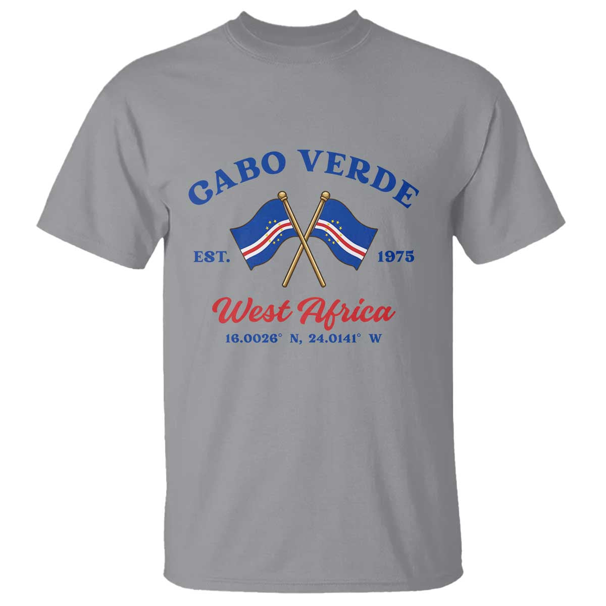 Cabo Verde West Africa Crossed Flags T Shirt Cape Verde Est 1975 Retro National Pride