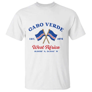 Cabo Verde West Africa Crossed Flags T Shirt Cape Verde Est 1975 Retro National Pride